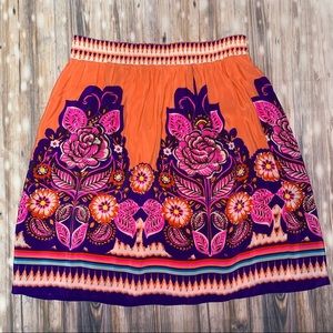 Anthropologie Edme & Esyllte Floral Silk Skirt